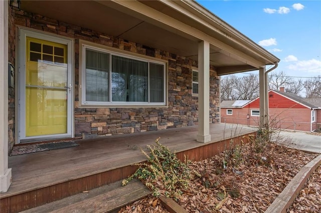 deck featuring covered porch