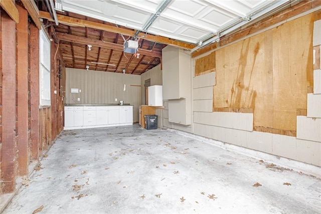 garage with a garage door opener