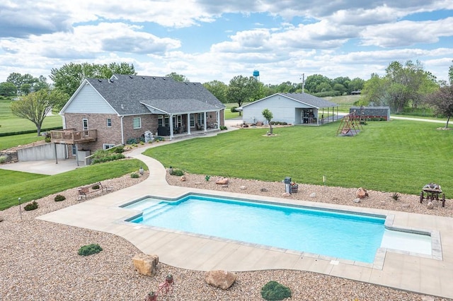 22330 Mclouth Rd, Mclouth, KS 66054 - outdoor pool with a patio and a lawn
