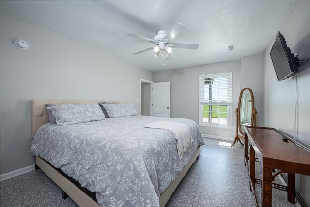 22330 Mclouth Rd, Mclouth, KS 66054 - bedroom featuring baseboards, visible vents, and a ceiling fan