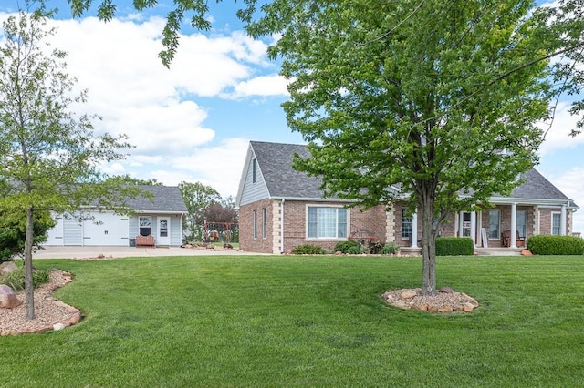 22330 Mclouth Rd, Mclouth, KS 66054 - view of front facade with a front lawn and brick siding