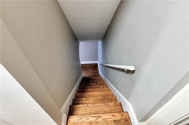 staircase featuring hardwood / wood-style flooring