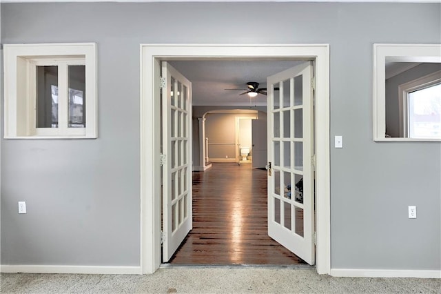 corridor with french doors