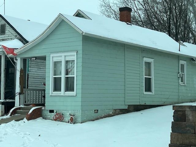 view of snow covered exterior