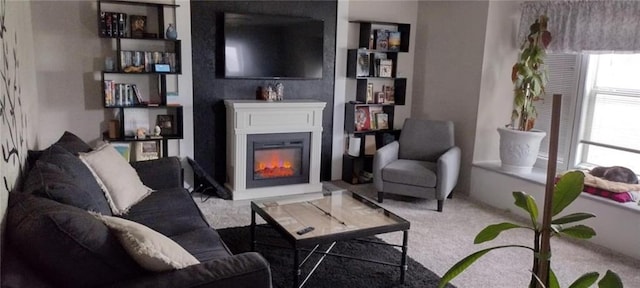 living room featuring carpet floors