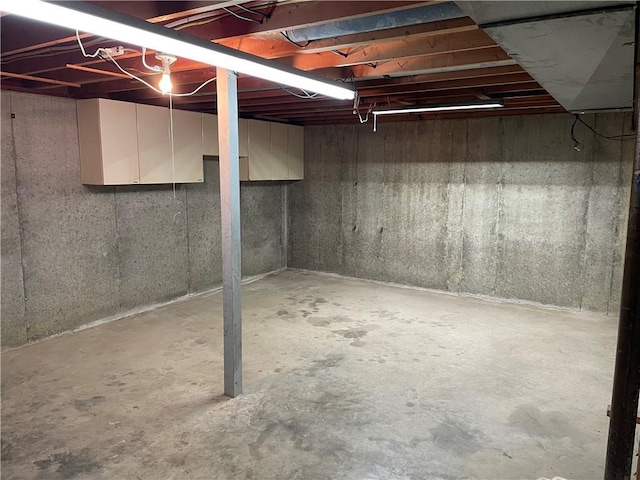 view of unfinished basement