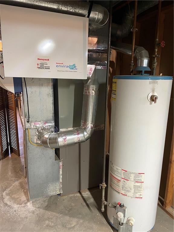 utility room with gas water heater