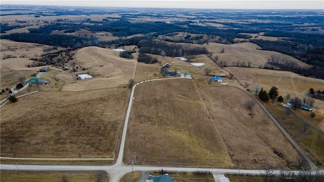 aerial view featuring a rural view