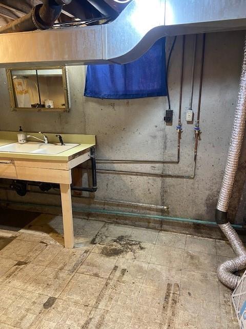 basement with sink