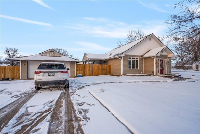 view of front of property with a garage