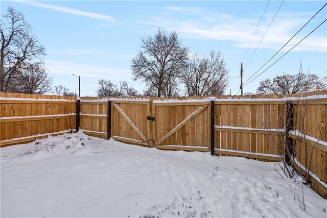 view of yard layered in snow