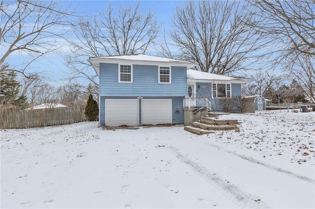 split level home with a garage