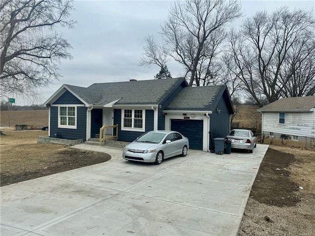 single story home with a garage