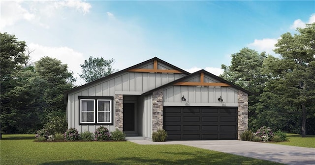 view of front of home with a garage and a front yard