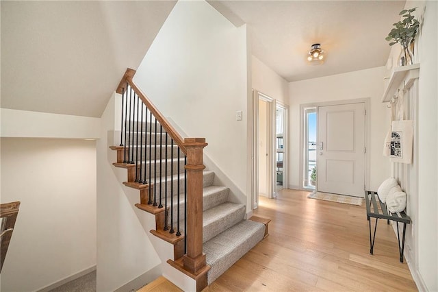 entryway with light hardwood / wood-style flooring