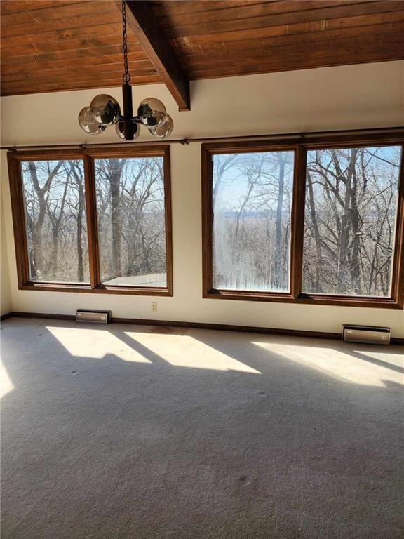 11425 45th Hwy N, Platte City, MO 64079 - carpeted empty room featuring wooden ceiling and a chandelier