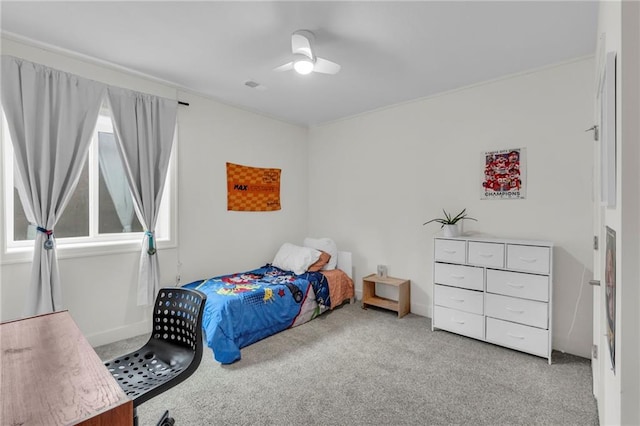 15171 W 173rd St, Olathe, KS 66062 - bedroom with light colored carpet, a ceiling fan, multiple windows, and visible vents