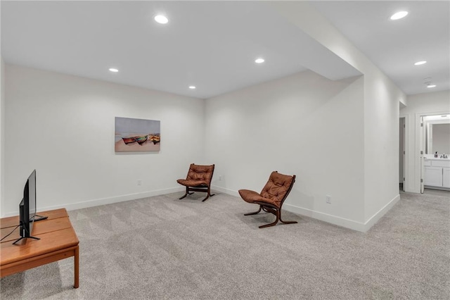 15171 W 173rd St, Olathe, KS 66062 - sitting room with light colored carpet, baseboards, and recessed lighting