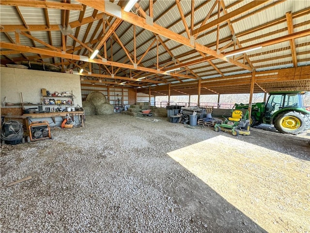 garage with metal wall