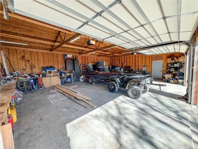 garage with a garage door opener