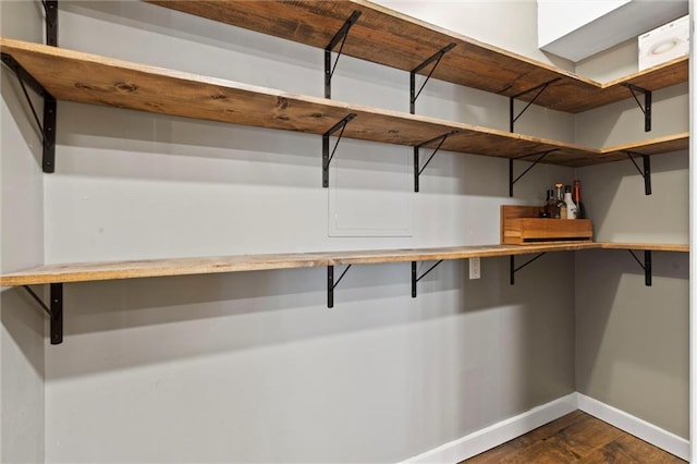 walk in closet featuring dark hardwood / wood-style floors