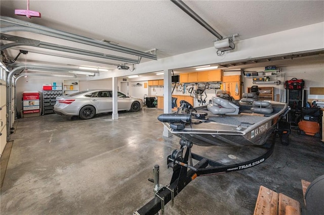 garage with a garage door opener