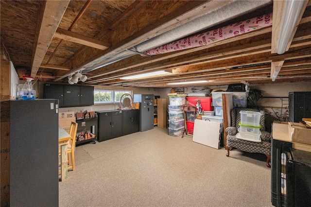 below grade area featuring carpet floors