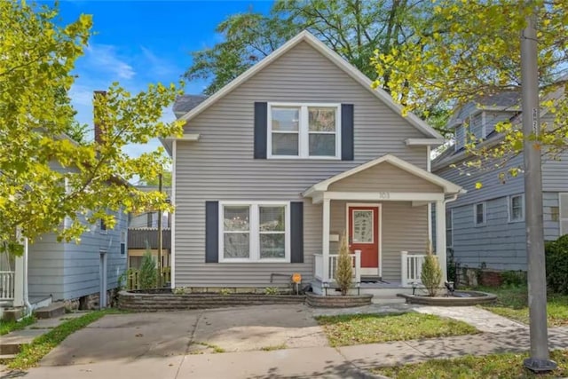 view of front of home featuring covered porch