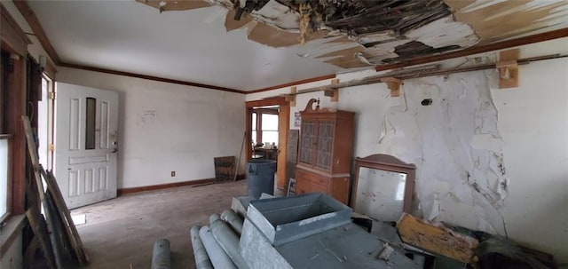 interior space featuring crown molding