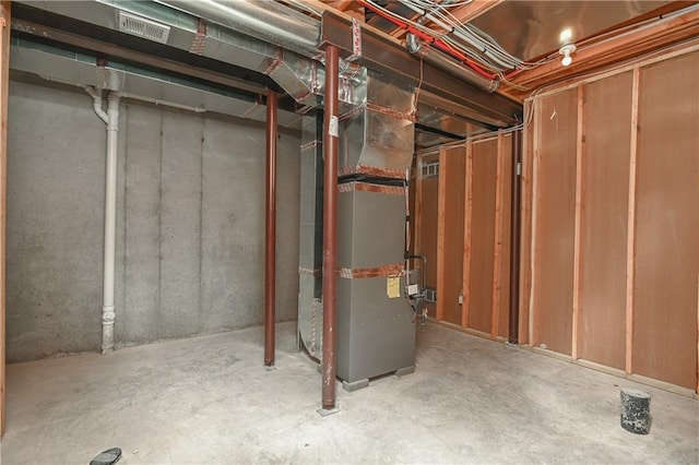 basement with heating unit