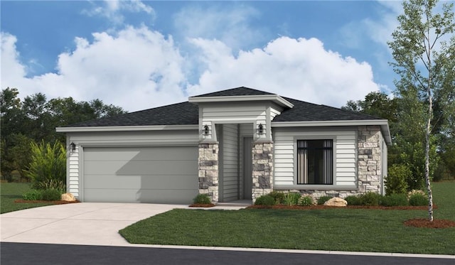 view of front facade featuring a garage and a front yard