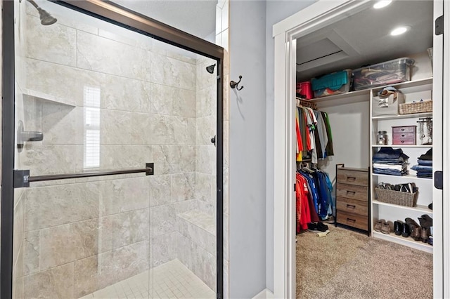 9011 NE 79th St, Kansas City, MO 64158 - bathroom with a shower stall and a spacious closet