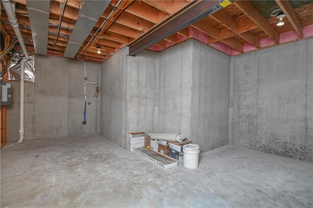 view of unfinished basement