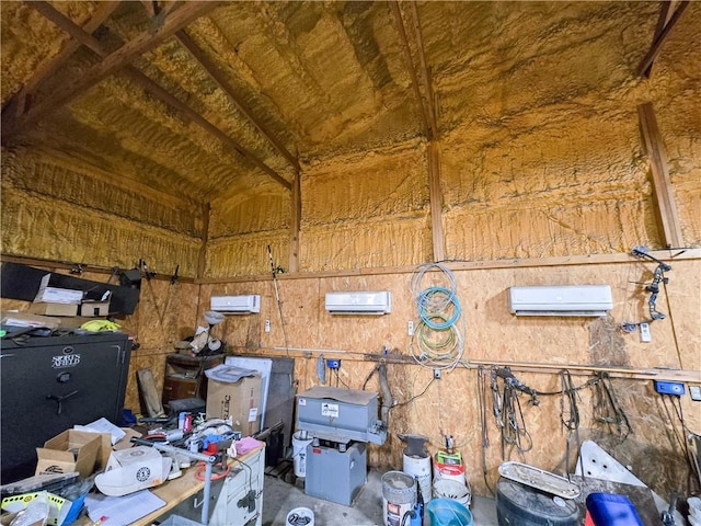 storage area with an AC wall unit