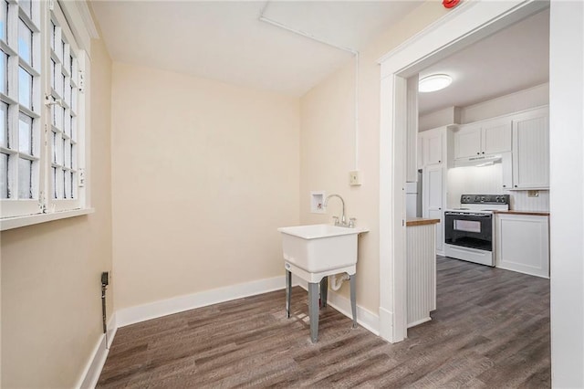 interior space with dark hardwood / wood-style flooring