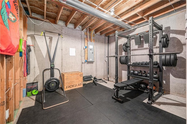 workout room with electric panel