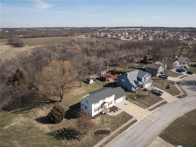 bird's eye view with a residential view