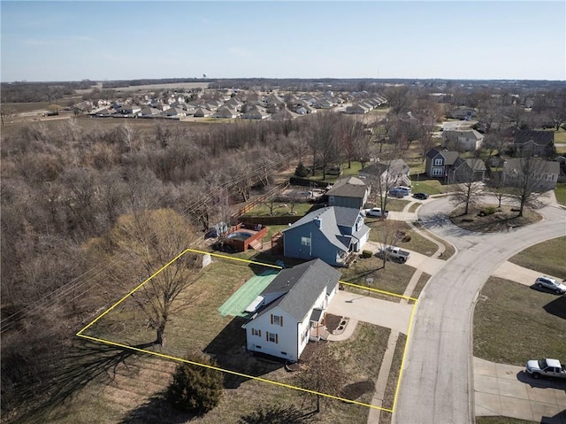 bird's eye view with a residential view