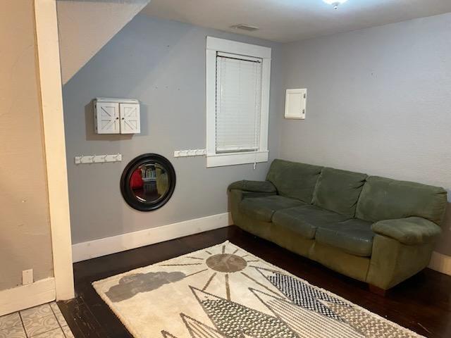 living room with hardwood / wood-style flooring