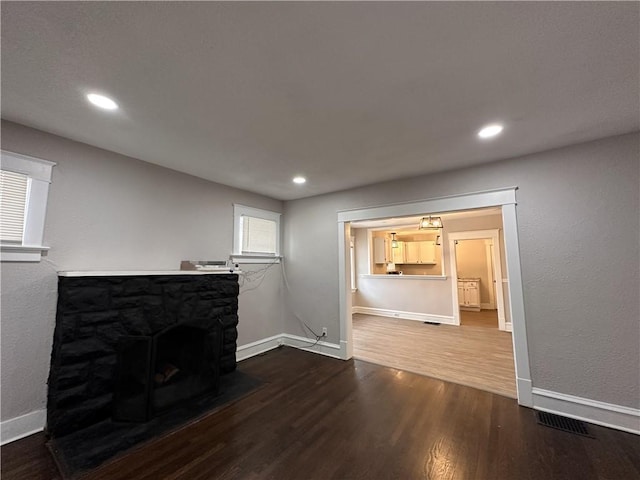 living room with hardwood / wood-style flooring