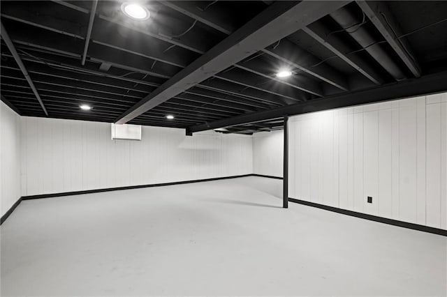 view of finished basement