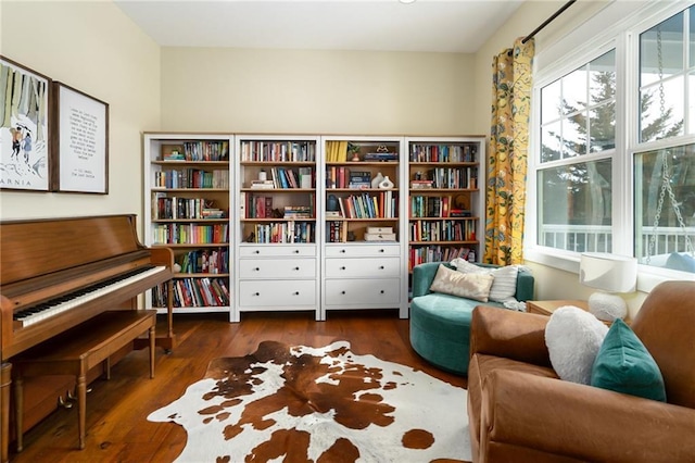 living area with wood finished floors