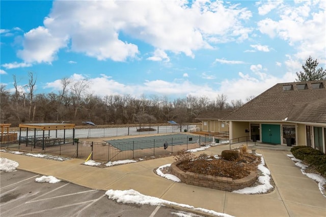 community pool with fence