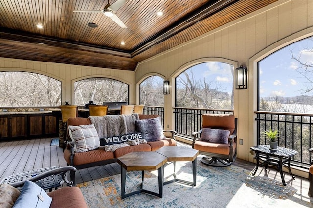 view of patio / terrace featuring outdoor lounge area and ceiling fan