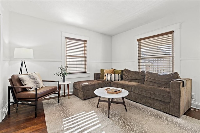 living room featuring dark hardwood / wood-style floors