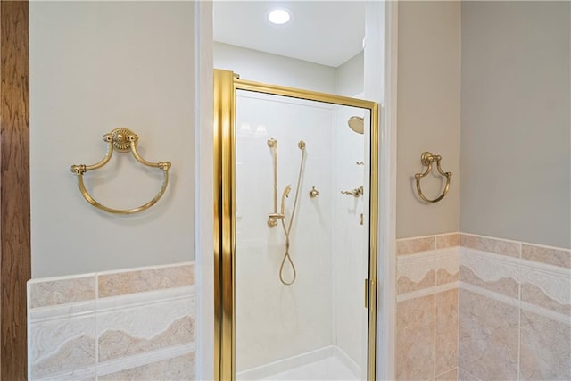 bathroom featuring a stall shower