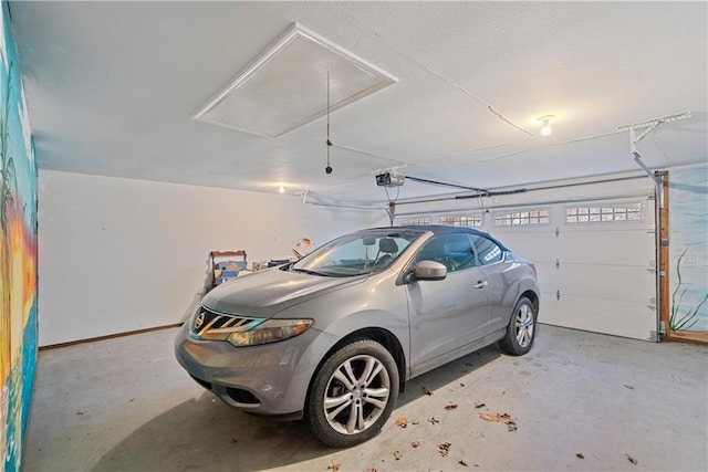 garage with a garage door opener