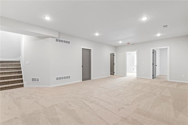 17151 W 168th Pl, Olathe, KS 66062 - basement featuring light colored carpet, recessed lighting, and stairs
