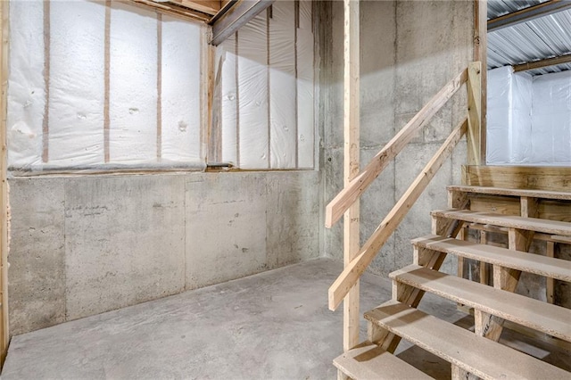 view of unfinished basement