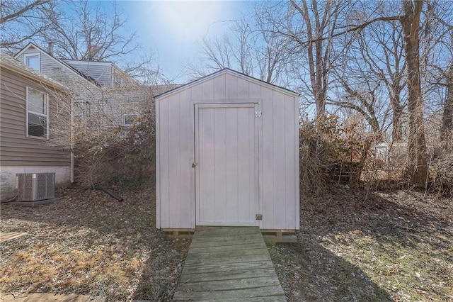 view of shed with cooling unit